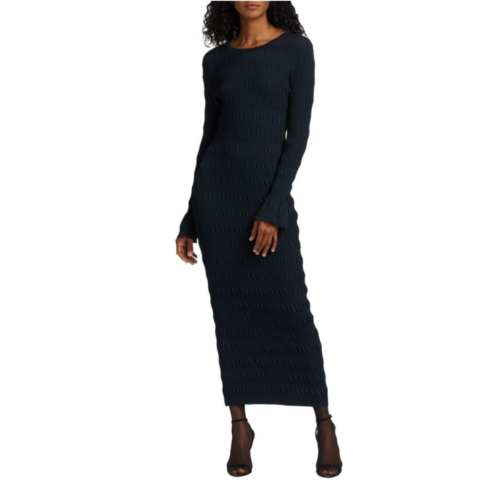 TOVE Black Ribbed Long Sleeve Bodycon Dress